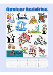 Outdoor Activities Picture Dictionary - Fill in the Blanks