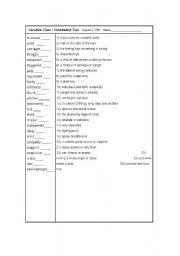 English Worksheet: Vocabulary Test - 
