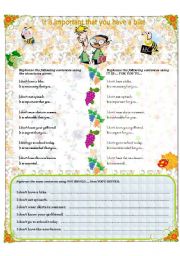 English Worksheet: It is important that you...