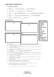 English Worksheet: Daily Routines - Time Expressions