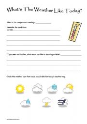 What´s The Weather Like Today 2 - ESL worksheet by skid351