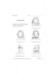 English worksheet: count the dinosour dots