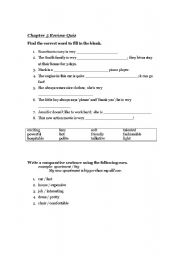 English worksheet: adjectives and comparisons quiz