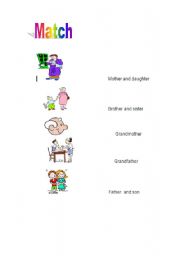 English worksheet: Match the Family