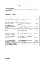 English Worksheet: Linking Words / Connectors