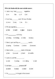 English worksheet: general english test