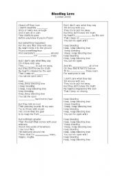 English Worksheet: Bleeding Love (Leona Lewis)