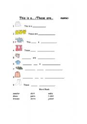 English Worksheet: clothing/this is/these are