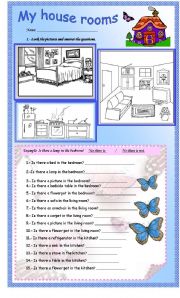 English Worksheet: My house rooms