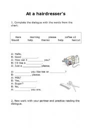 English Worksheet: At a hairdressers