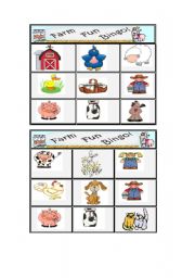 English Worksheet: fun farm bingo 1/3