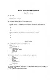 English worksheet: Motion Picture Analisys