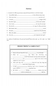 English Worksheet: Past Simple and Present Perfect