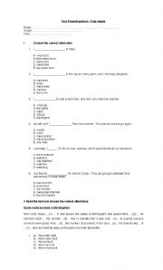 English worksheet: Past Simple and Present Perfect Test