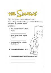 English worksheet: A simple Simpsons handout for an ESL class in Taiwan.