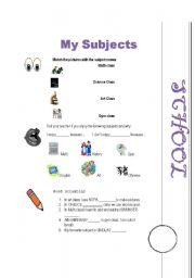 English Worksheet: Conversation book: School-My subjects