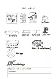 English Worksheet: My breakfast
