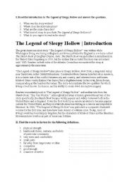 English Worksheet: The Legend of Sleepy Hollow