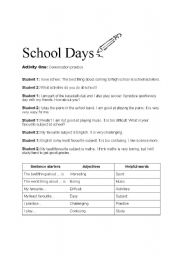 English Worksheet: School Days