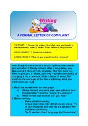 English Worksheet: WRITING A FORMAL LETTER OF COMPLAINT