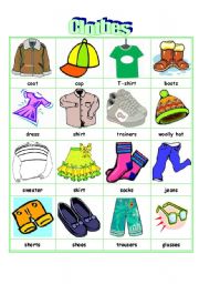 Clothes Flash Cards - ESL worksheet by sophie0622