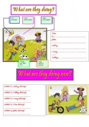 English Worksheet: WHAT ARE THEY DOING?