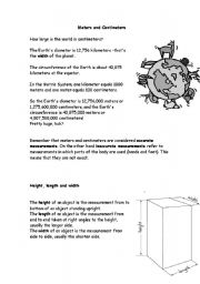 English Worksheet: Meters and Centimenters