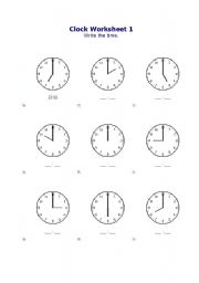 English Worksheet: clock worksheet