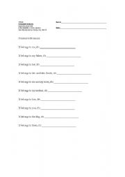 English worksheet: Possessive and demonstrative pronoun