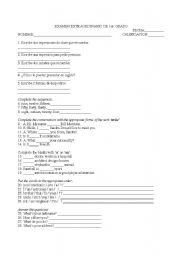 English Worksheet: exam for first grade