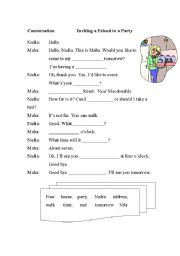 English Worksheet: Inviting a friend to a party