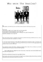 English Worksheet: Who were the Beatles?
