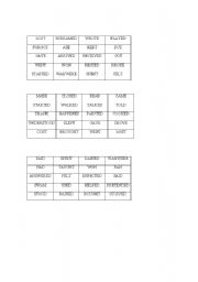 English worksheet: Regular/irregular verbs bingo