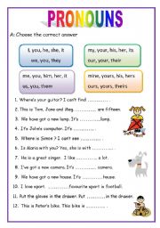 PRONOUNS - 2 pages (English for beginners)