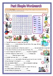 Past simple wordsearch