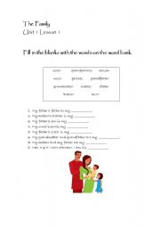 English worksheet: The family