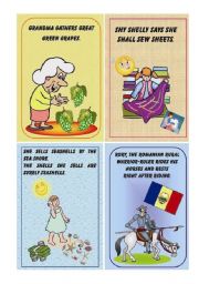 English Worksheet: Tongue Twister small cards - (8 cards) - part I