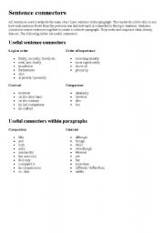 English Worksheet: sentence connectors