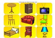 English Worksheet: Furniture cards II - What`s in my house game (part 3 / 4)