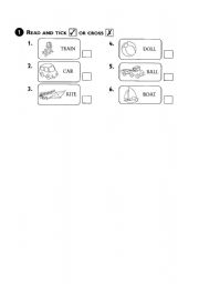 English Worksheet: TOYS_ Read and tick or cross