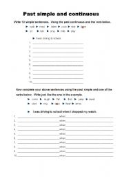English worksheet: past simple and continuous worksheet