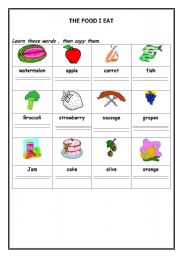 English Worksheet: The foods Pictionary
