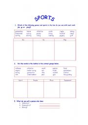 English Worksheet: SPORTS