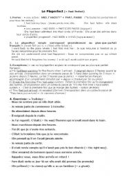 English Worksheet: Le pluperfect