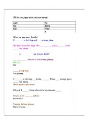 English Worksheet: At the shops