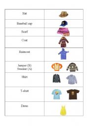 English worksheet: Clothes handout 1