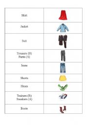 English Worksheet: Clothes handout 2