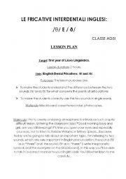 English worksheet: Fricative interdentali