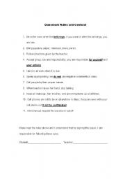 Classroom Rules and Student/Teacher Contract