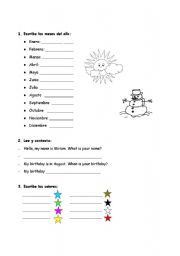 English worksheet: seasons and colours